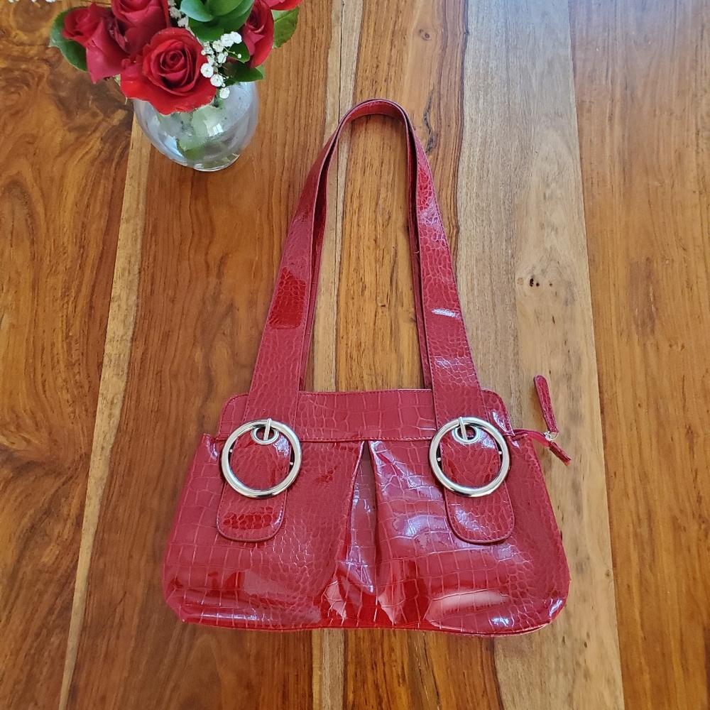 Attention Red Patten Leather Handbag